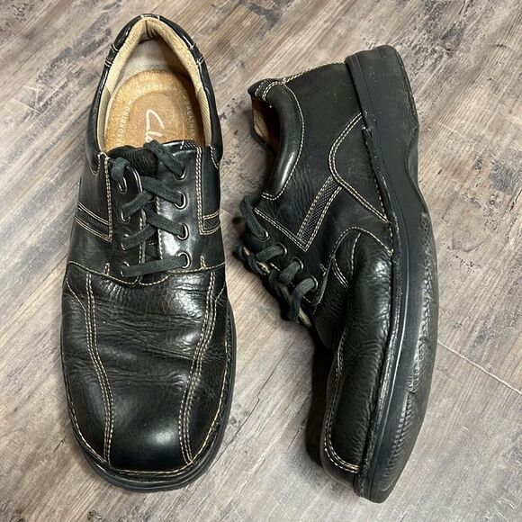 Clarks men's Northfield Casual Lace-Up Oxford Black Oily #82305 - Picture 3 of 9